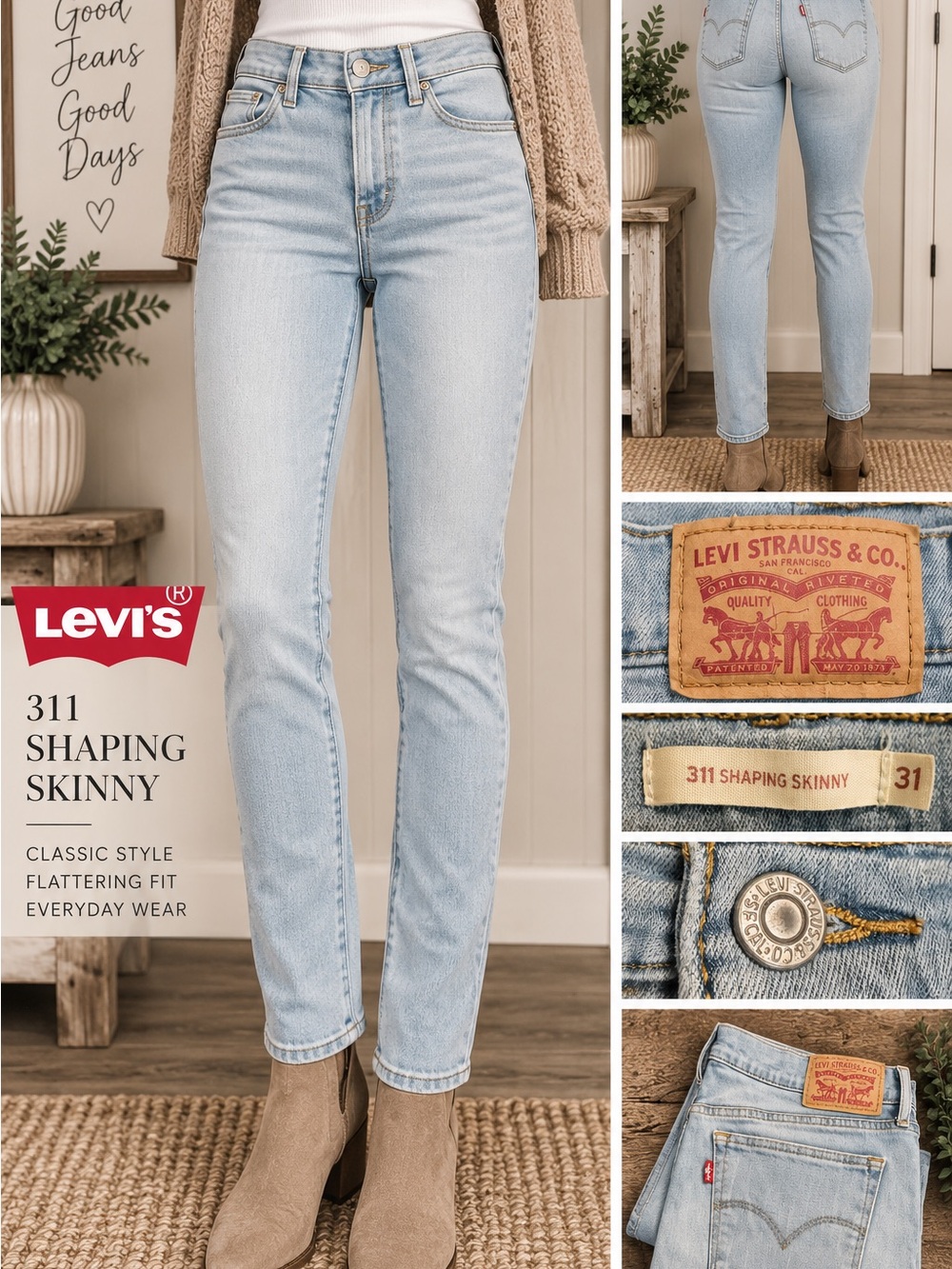 Levi's 311 Shaping Skinny Jeans in Light Blue Wash size 31